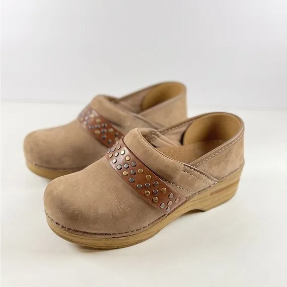 Dansko Paven WOMENS Taupe Milled‎ Leather Slip On Mules Clogs Shoes Size 37