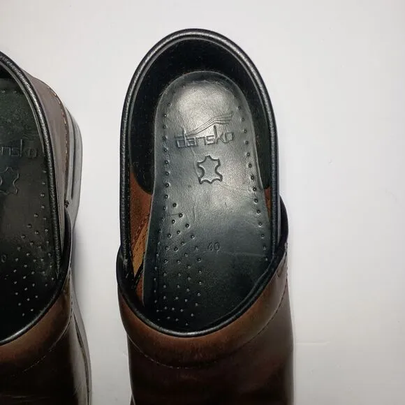 Dansko Professional Black Brown Oiled Leather Clogs Women Shoes EU 40 US 9.5-10