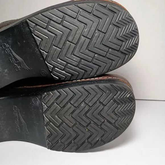 Dansko Professional Black Brown Oiled Leather Clogs Women Shoes EU 40 US 9.5-10