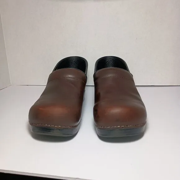 Dansko Professional Black Brown Oiled Leather Clogs Women Shoes EU 40 US 9.5-10