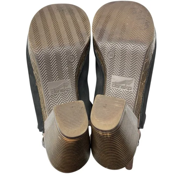 Dansko Reggie Black Suede Leather Slingback Mules Clog Shoe Sz EU 38 US 7.5 / 8