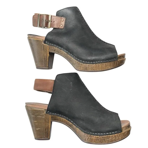 Dansko Reggie Black Suede Leather Slingback Mules Clog Shoe Sz EU 38 US 7.5 / 8