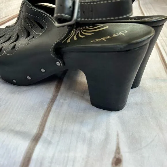 dansko Rowena leather clog mule open toe sling back platform black boho 10 / 41​