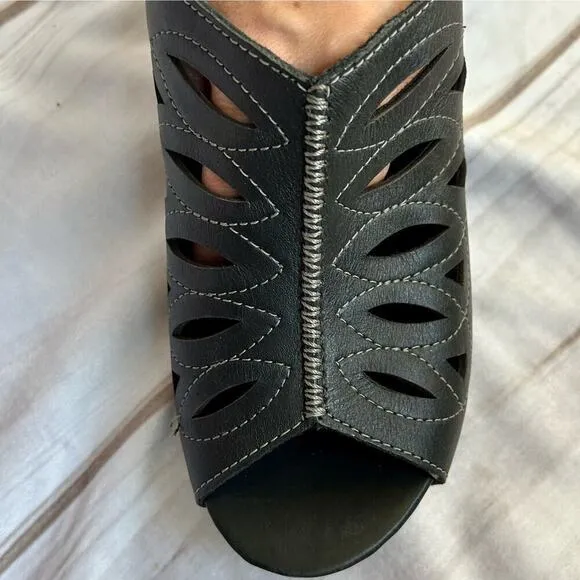 dansko Rowena leather clog mule open toe sling back platform black boho 10 / 41​