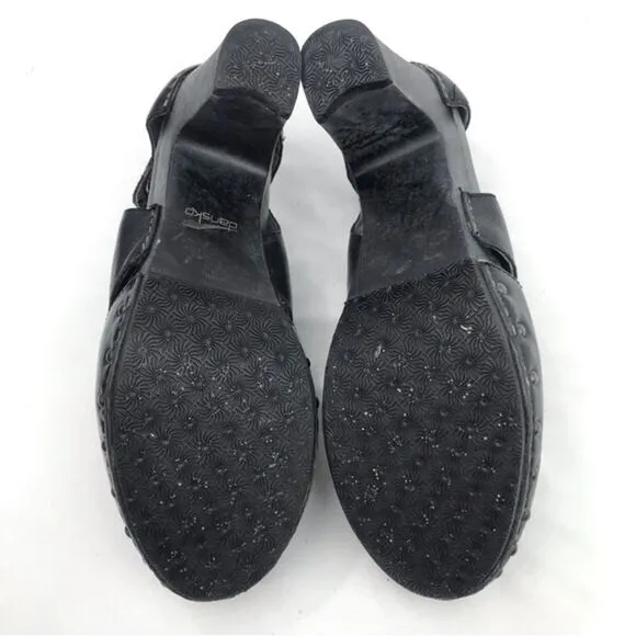 Dansko RYDER Black Leather Studded Heeled Platform Clogs