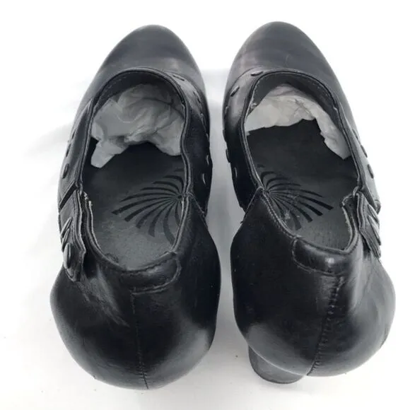 Dansko RYDER Black Leather Studded Heeled Platform Clogs