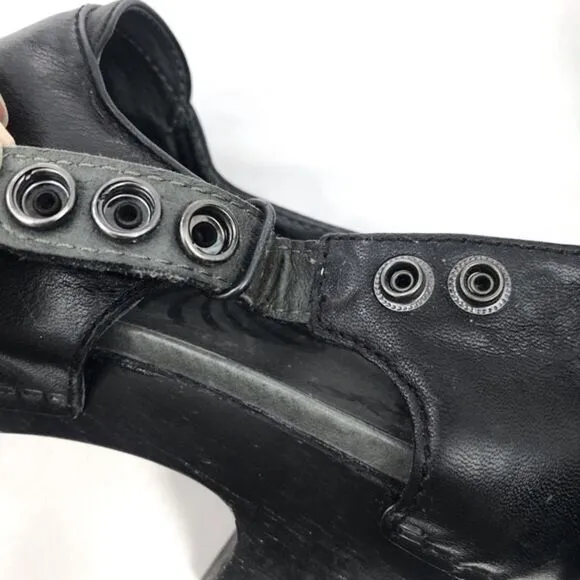 Dansko RYDER Black Leather Studded Heeled Platform Clogs
