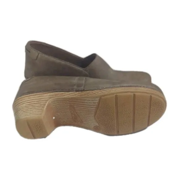 DANSKO Taupe Seude Heeled Mavis Mule Clogs Size 38 US 7.5-8