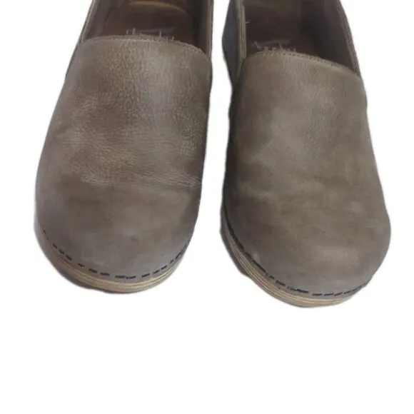 DANSKO Taupe Seude Heeled Mavis Mule Clogs Size 38 US 7.5-8