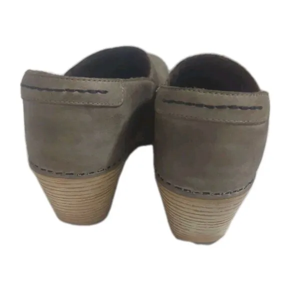 DANSKO Taupe Seude Heeled Mavis Mule Clogs Size 38 US 7.5-8
