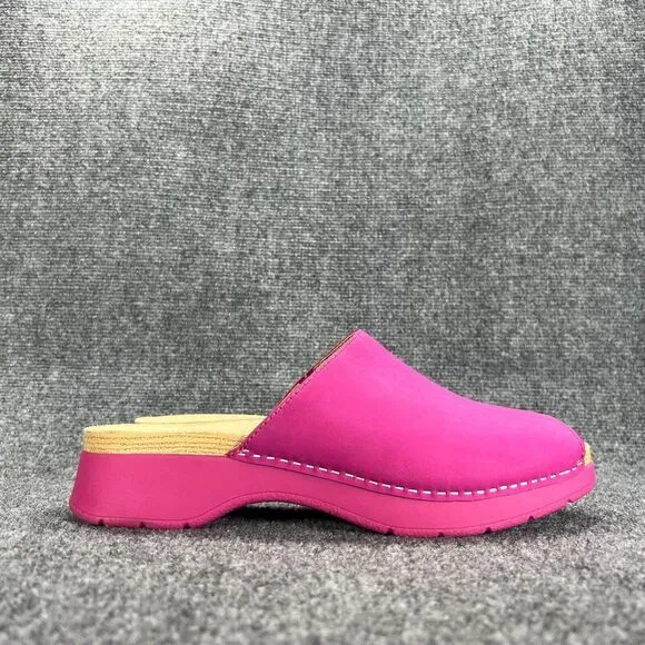 Dansko Womens Ravyn Slides Peep Toe Mules Size EU 42 US 11.5-12 Pink Nubuck EUC