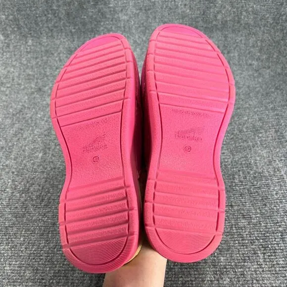Dansko Womens Ravyn Slides Peep Toe Mules Size EU 42 US 11.5-12 Pink Nubuck EUC