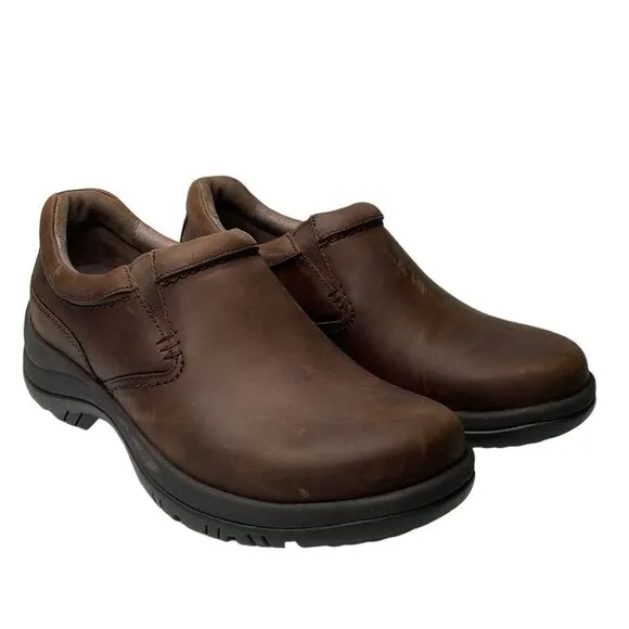 Dansko Wynn Brown Leather Distressed Slip-On Loafer Shoe Clog EVA Footbed Career