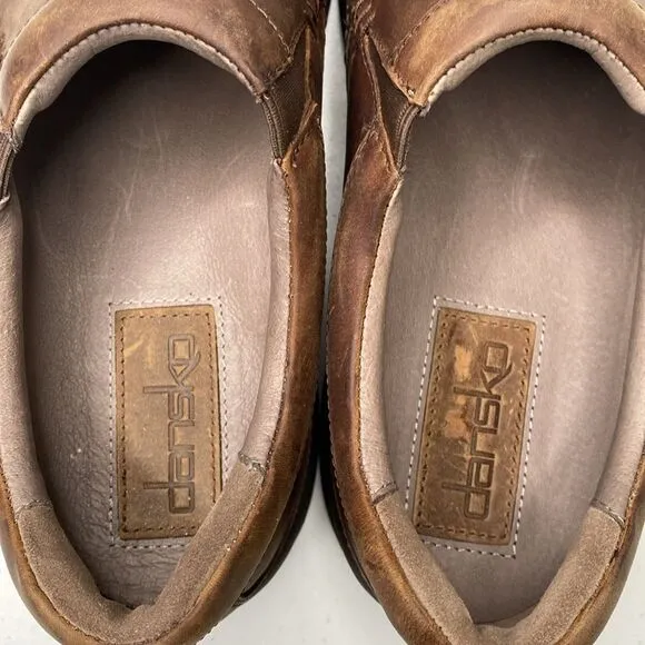 Dansko Wynn Brown Leather Distressed Slip-On Loafer Shoe Clog EVA Footbed Career