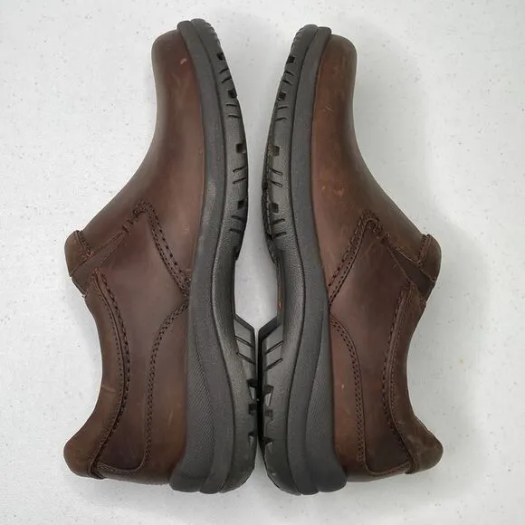 Dansko Wynn Brown Leather Distressed Slip-On Loafer Shoe Clog EVA Footbed Career