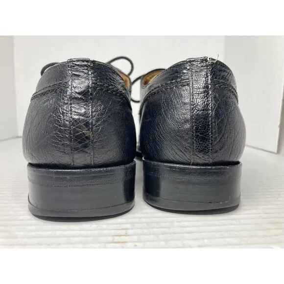 David Eden Genuine Ostrich Lace Up Wingtip Oxfords Dress Shoes Size 9 Black