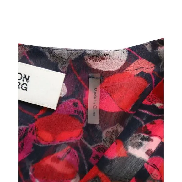 Diane Von Furstenberg Eleonora Ruched Midi Dress in Red Print Viscose