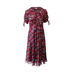 Diane Von Furstenberg Eleonora Ruched Midi Dress in Red Print Viscose