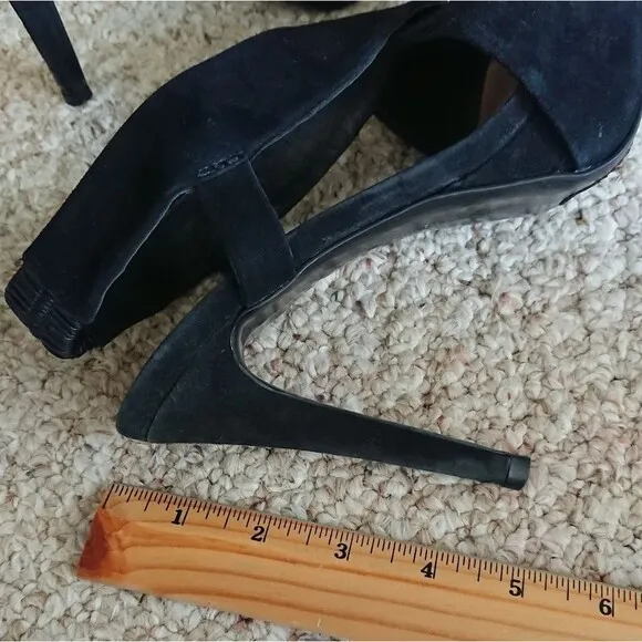 Diane von Furstenburg Platform Black Suede Strappy Slingback size 6.5