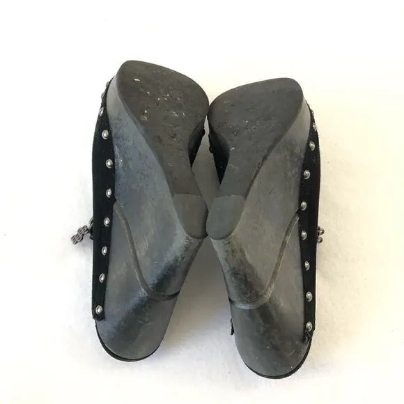 Diane Von Furstenberg Black Suede Platform Mules