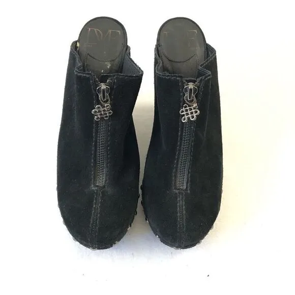 Diane Von Furstenberg Black Suede Platform Mules