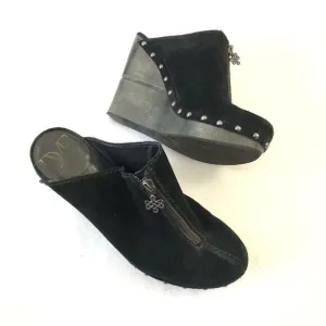 Diane Von Furstenberg Black Suede Platform Mules