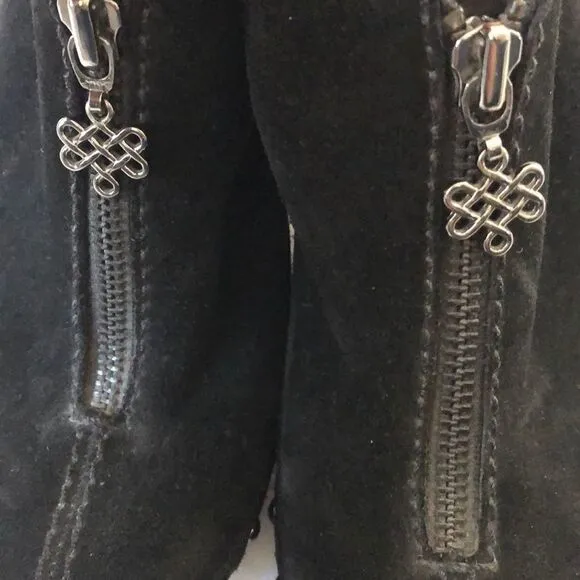 Diane Von Furstenberg Black Suede Platform Mules
