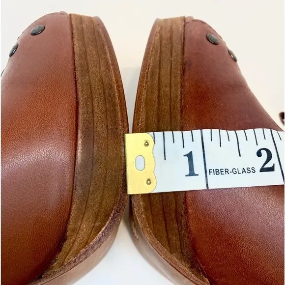 Diesel Cuir Desir Peep Toe Brown Leather Mules Size 37
