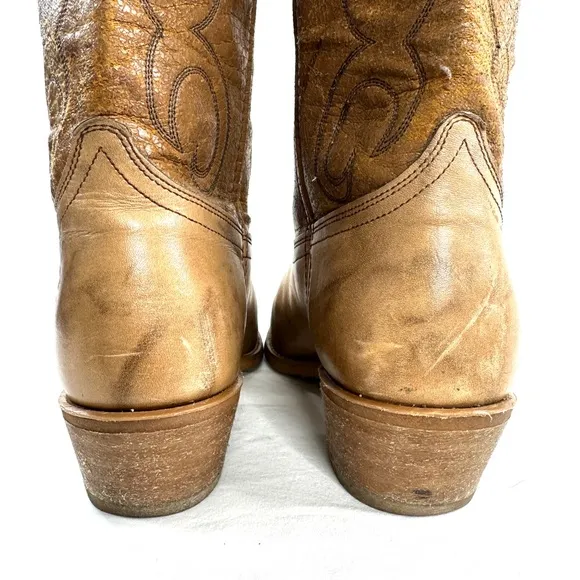 Dingo Acme Men Size 8.5 Brown Leather Boot Metal Toe Western Cowboy Made in USA