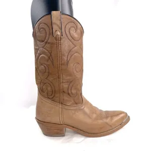 Dingo Acme Men Size 8.5 Brown Leather Boot Metal Toe Western Cowboy Made in USA