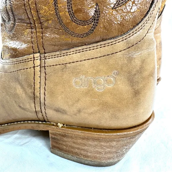 Dingo Acme Men Size 8.5 Brown Leather Boot Metal Toe Western Cowboy Made in USA