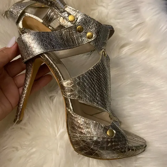 Dior Gold Heels with Strappy Design and Ankle Strap size 39