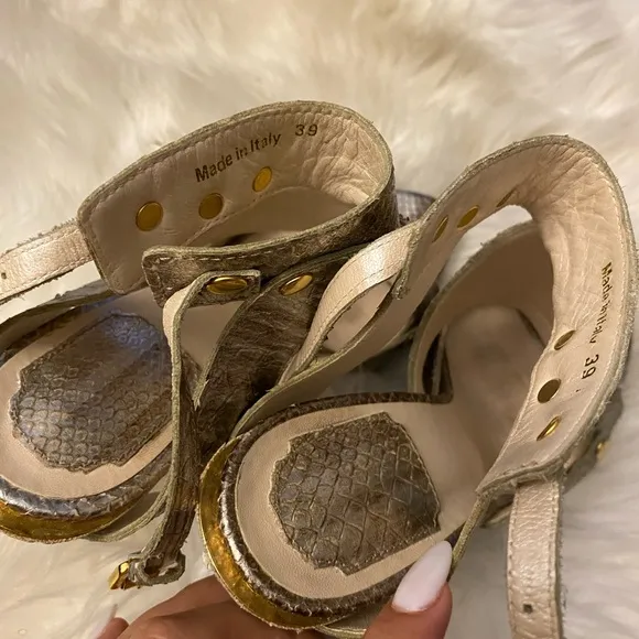Dior Gold Heels with Strappy Design and Ankle Strap size 39
