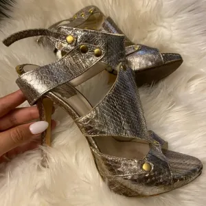 Dior Gold Heels with Strappy Design and Ankle Strap size 39