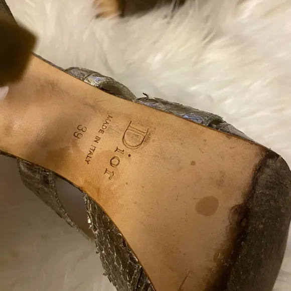 Dior Gold Heels with Strappy Design and Ankle Strap size 39