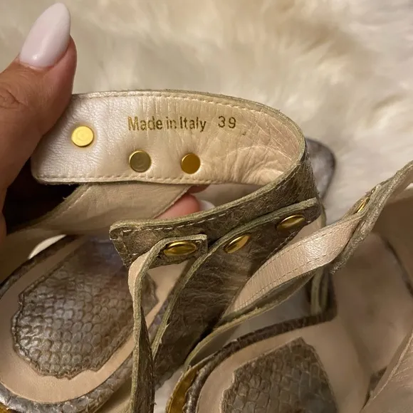 Dior Gold Heels with Strappy Design and Ankle Strap size 39