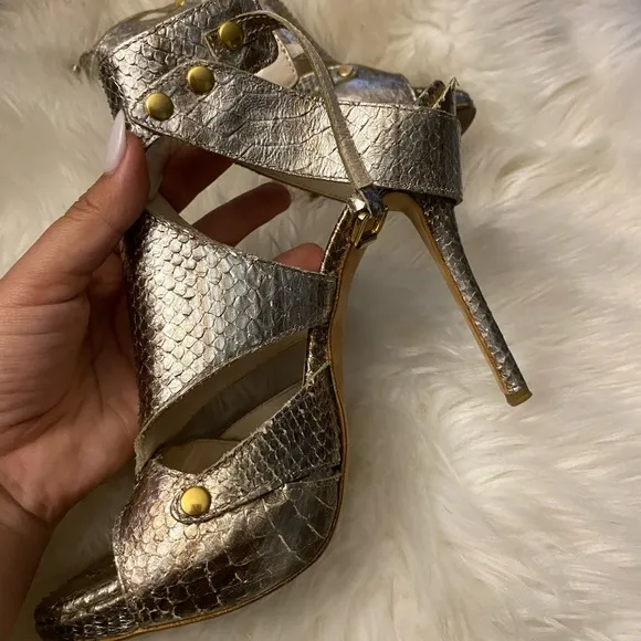 Dior Gold Heels with Strappy Design and Ankle Strap size 39