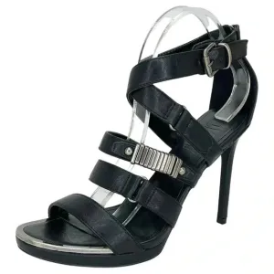 DKNY Deb Black Strappy Faux Leather Womens Heels Size 10M