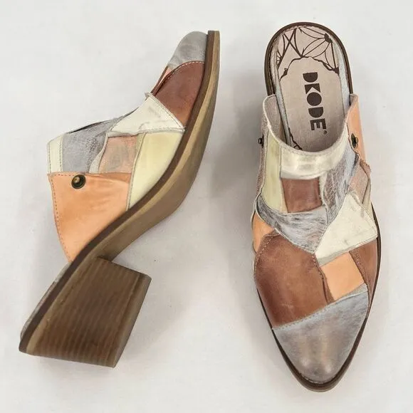 DKODE Jenelle Patchwork Multi Distressed Metallic Leather Mule Clog EU 40 US 9