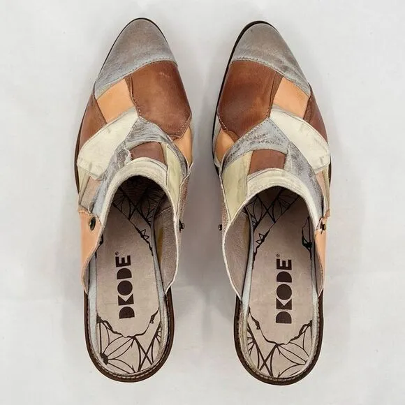 DKODE Jenelle Patchwork Multi Distressed Metallic Leather Mule Clog EU 40 US 9