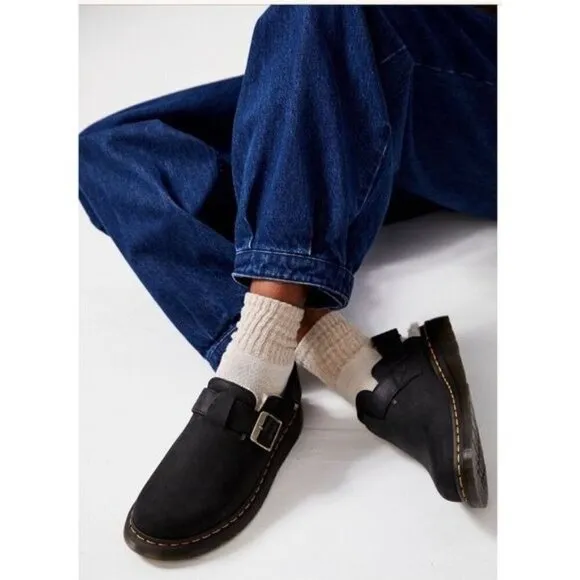 Doc Dr. Martens Jorge II Suede &amp; Leather Slingback Mules Black EU 39 US 8 NEW