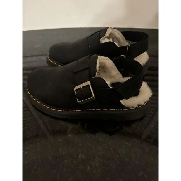 Doc Dr. Martens Jorge II Suede &amp; Leather Slingback Mules Black EU 39 US 8 NEW