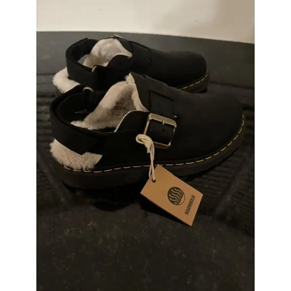 Doc Dr. Martens Jorge II Suede &amp; Leather Slingback Mules Black EU 39 US 8 NEW