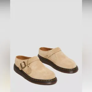 Doc Marten Isham Parchment Beige Desert Oasis Suede Buckle platform Mules size 9
