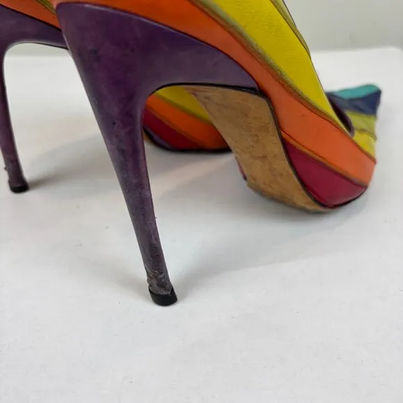 Dolce &amp; Gabbana Rainbow Pumps High Heels Pointed Toe Women's 39 US 9