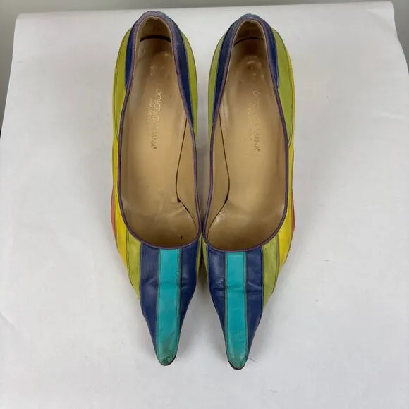 Dolce &amp; Gabbana Rainbow Pumps High Heels Pointed Toe Women's 39 US 9