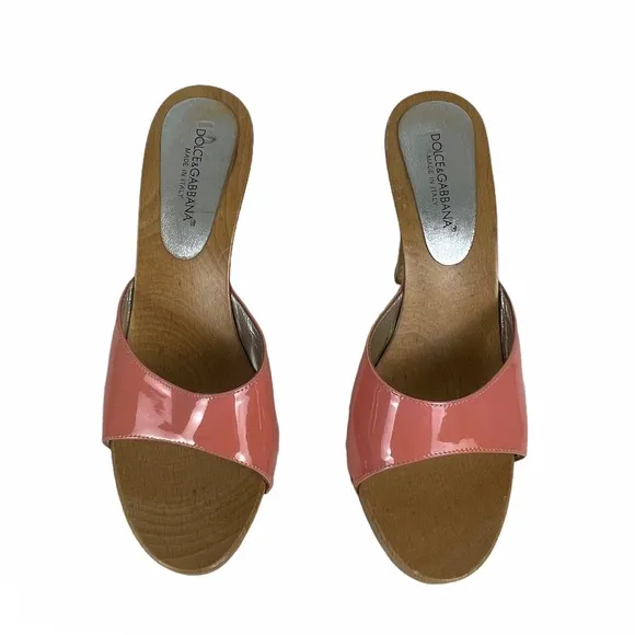 Dolce &amp; Gabbana Stud Wood Heeled Clogs Sandals 40 USA 10