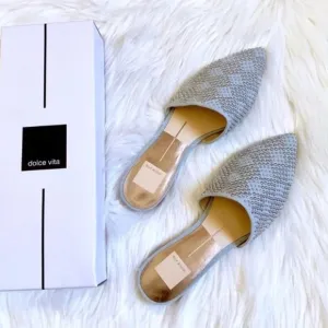 Dolce Vita Elvah Light Blue Denim Studded Mules