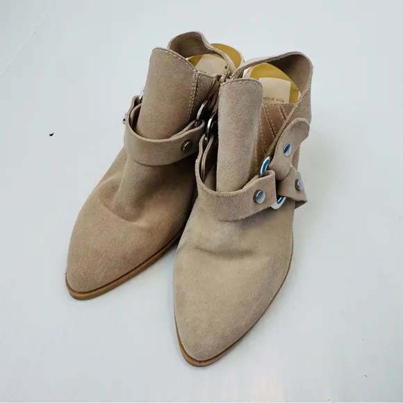 Dolce Vita Rango western style suede mules tan/cream size 11 stacked heel