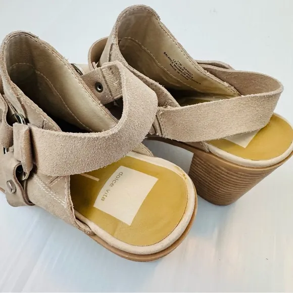 Dolce Vita Rango western style suede mules tan/cream size 11 stacked heel